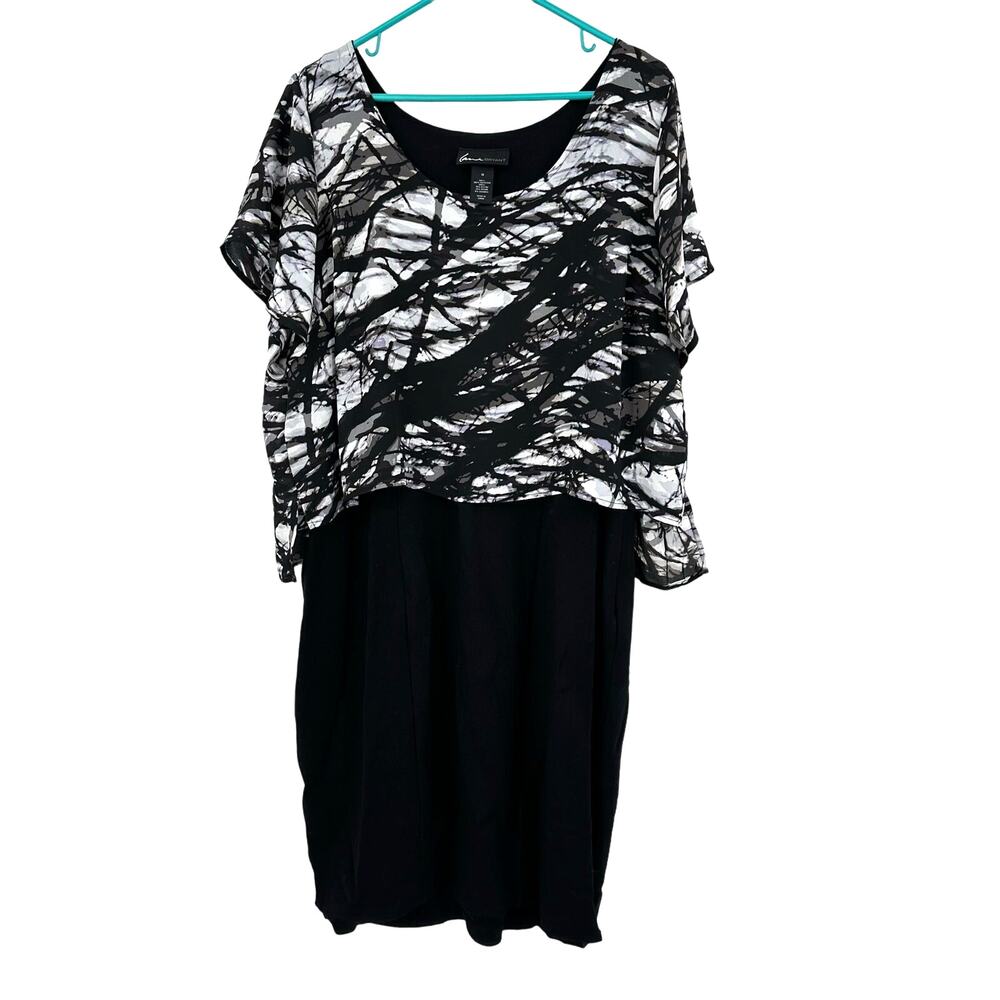 Lane Bryant Size 18 Dress Black & White Abstract‎ Short Sleeve Formal Workwear